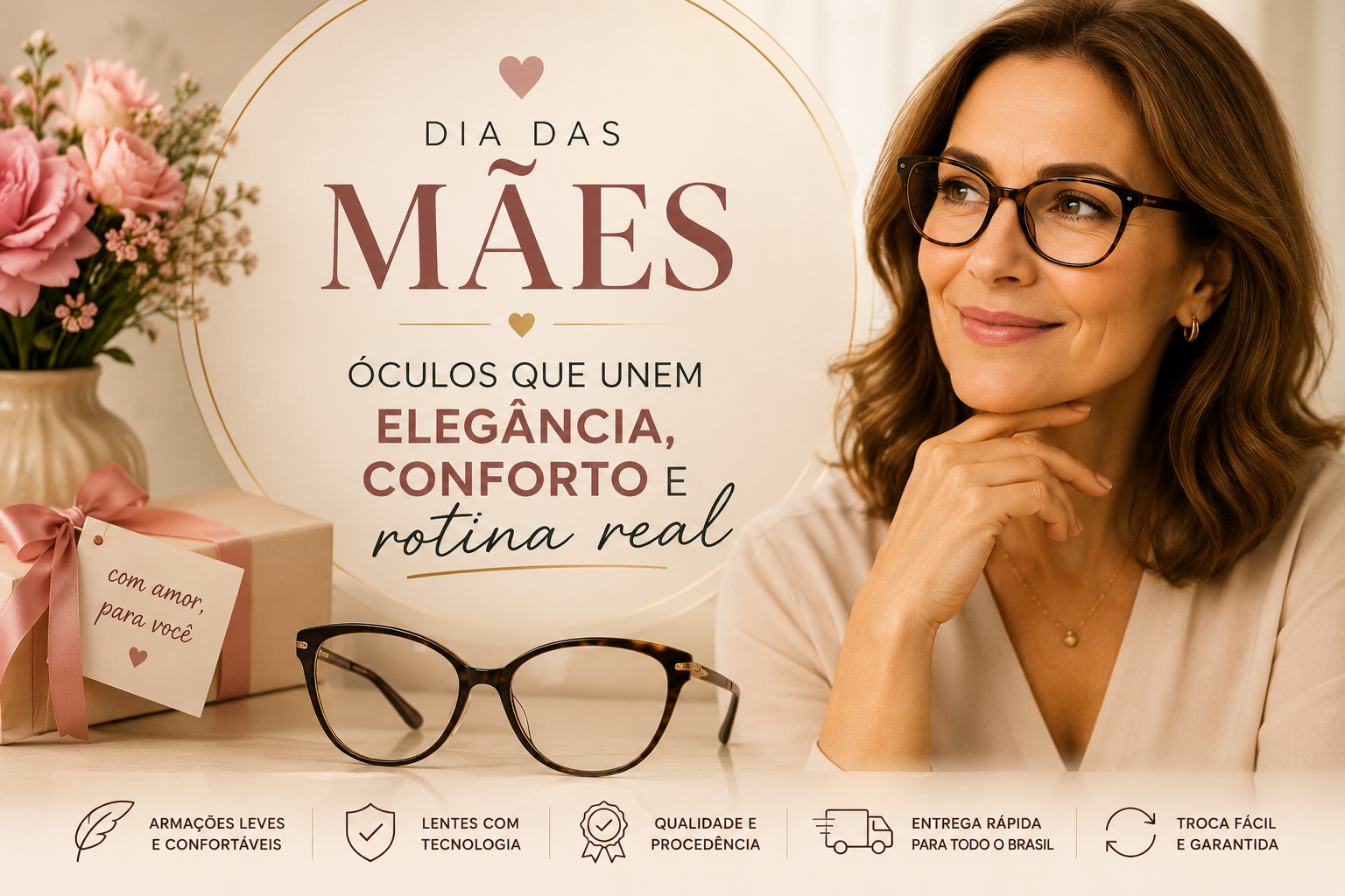 Dia das Mães: óculos que unem elegância, conforto e rotina real